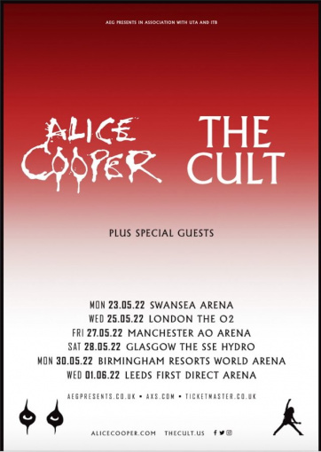 ALICE COOPER And THE CULT Announce Co-Headline U.K. Tour For May/June 2022